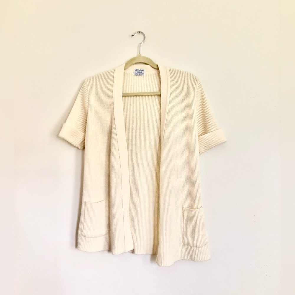 Vintage Cream Knit Short Sleeve Sweater